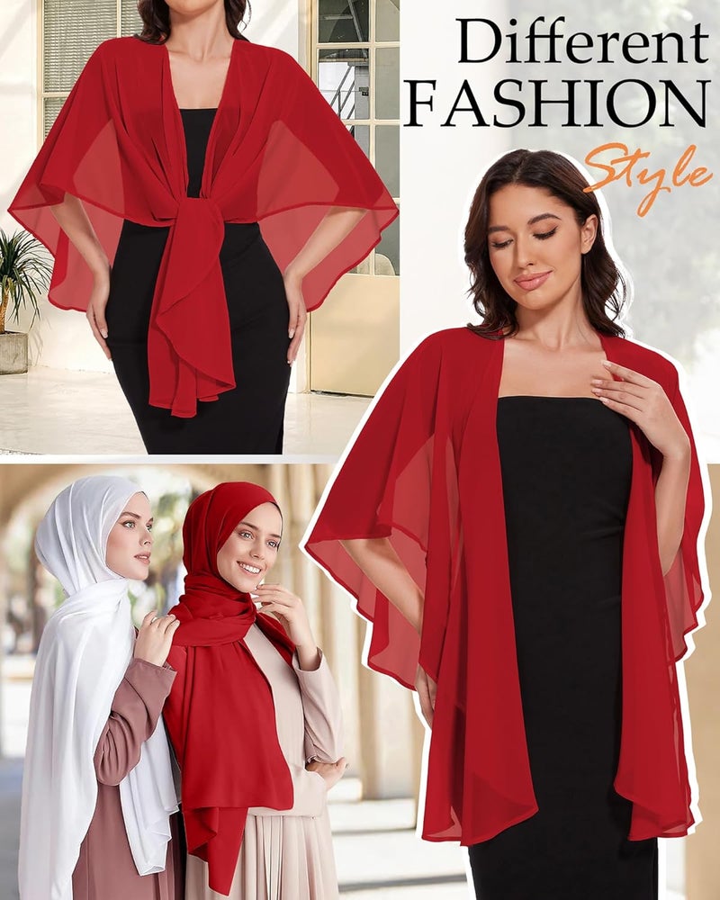 CHICGAL Shawls and Wraps for Evening Dresses Sheer Womens Chiffon Scarf Wedding Bridal Cover Up - Image 2